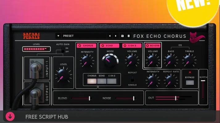 Free Download: Safari Pedals – Fox Echo Chorus – Classic tape echo with a vintage vibe 1. 1.5 VST3 x64 [Windows]